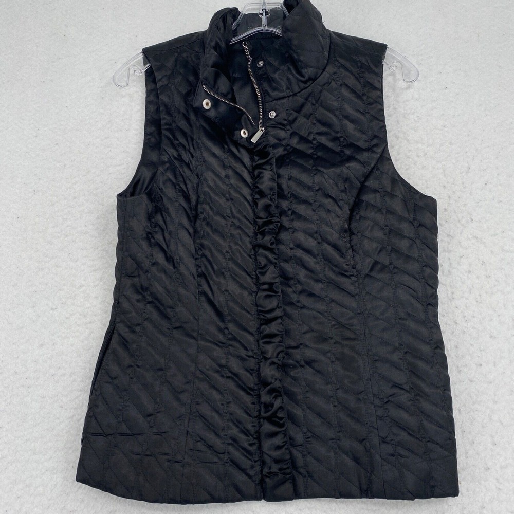 White House Black Market Puffer Vest Womens Small Full Zip Quilted Sleeveless